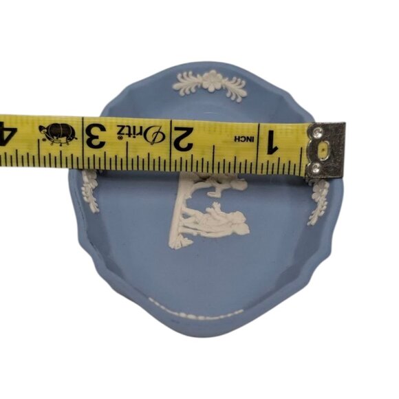 Vtg Wedgewood Jasperware Trinket Dish 77 Blue Oval Neoclassical Relief 4.5" - Picture 9 of 11